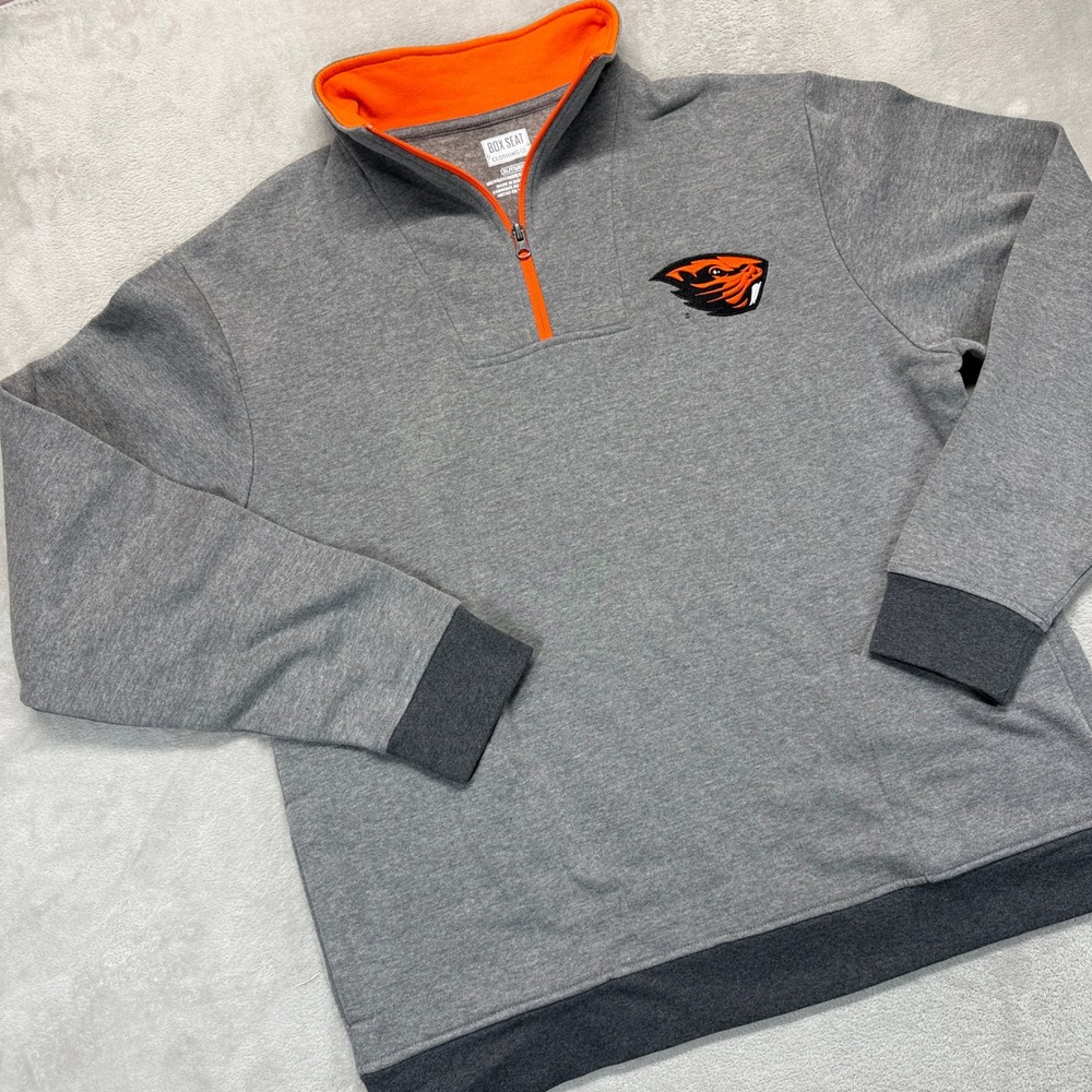 Oregon State BeaversShirt Men's XL Box Seat Pullover Grey Orange 1/4 Zip Mock - Picture 1 of 8